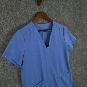FIGS‎ Technical Collection Scrub Top Women's Small Blue V Neck Short Sleeve